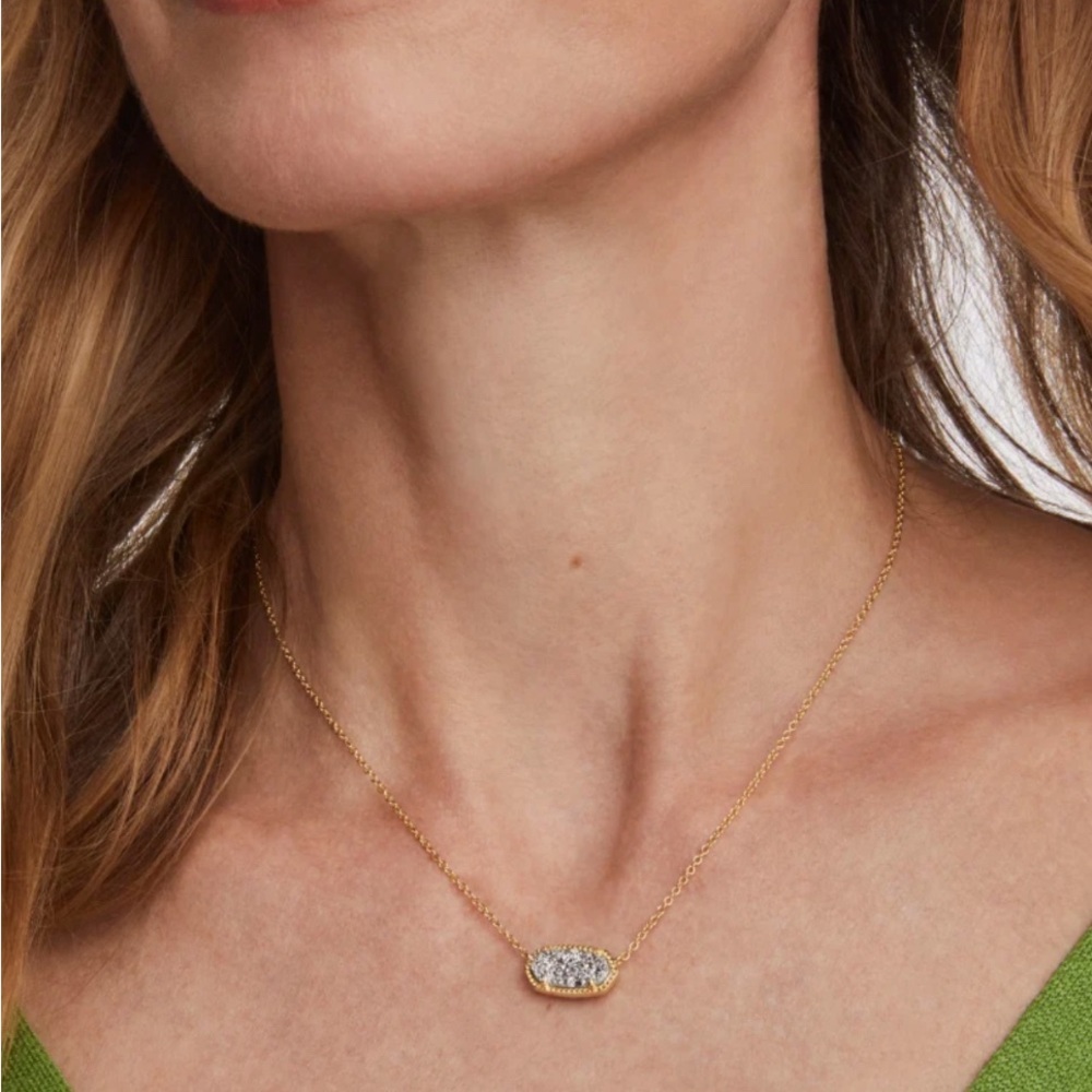Kendra Scott Elisa Pendant Necklace in Platinum Drusy
